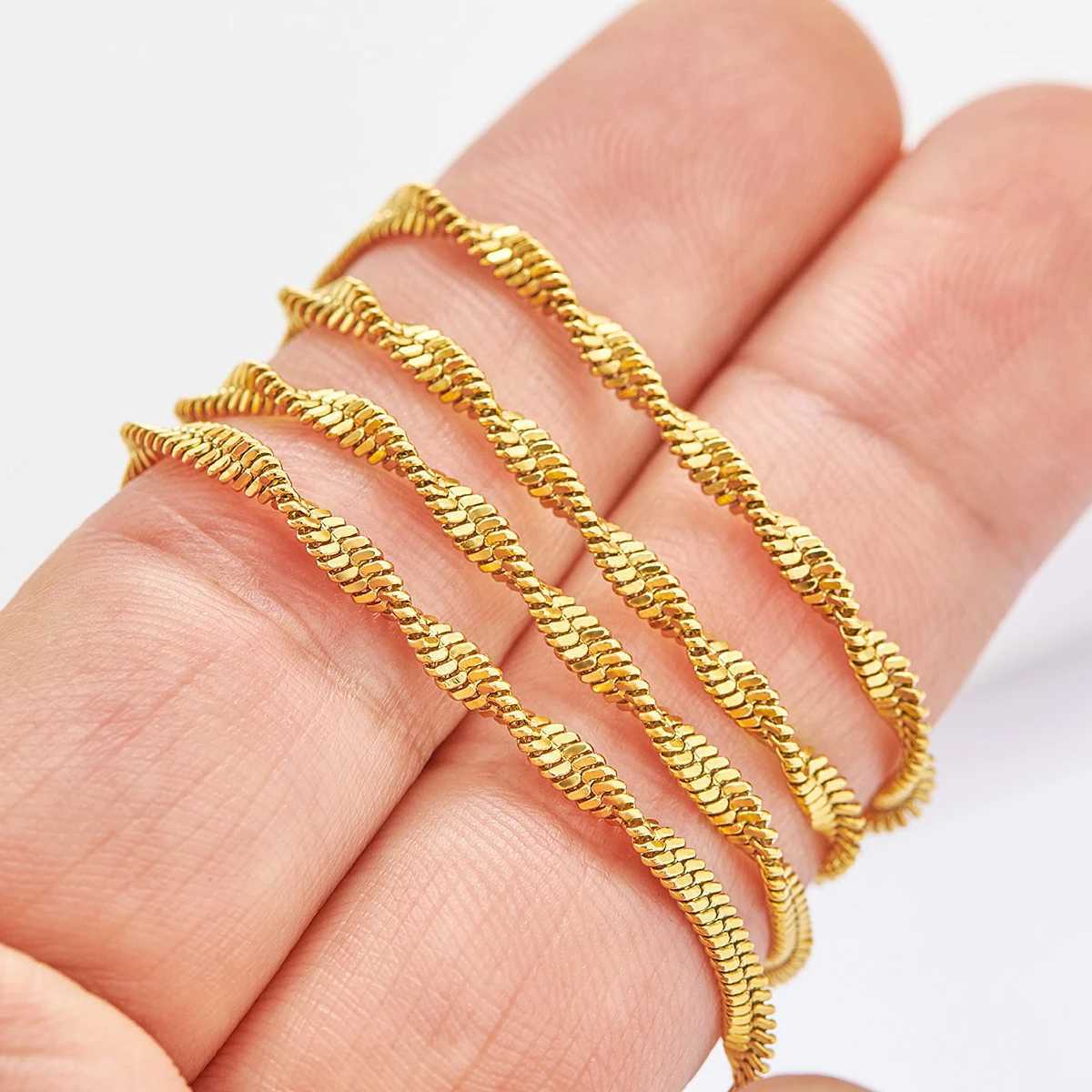 Womens Stainless Steel Necklace Twisted Flat Snake Chain for Ladies Men Jewelry Accessories Choker on the Neck Collarbone DIYX240919