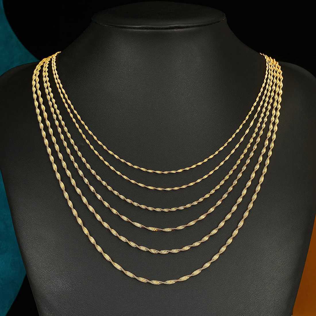 Womens Stainless Steel Necklace Twisted Flat Snake Chain for Ladies Men Jewelry Accessories Choker on the Neck Collarbone DIYX240919