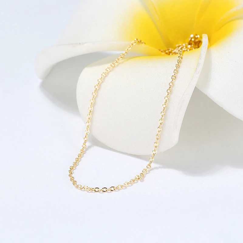 KISS MANDY 14K Gold Genuine 925 Sterling Silver 1.0mm Cable Chain Necklace with Handmade Elegant Chain for Women Jewelry SC06X240919