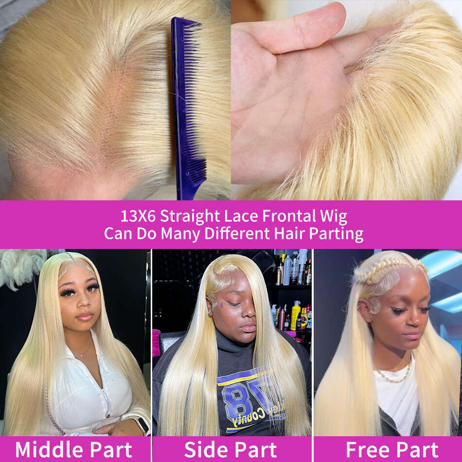 30 36Inch Bone Striaght 613 Blonde Wigs 13x6 Human Hair HD Frontal Brazilian Remy 13x4 Colored Lace Front Wig 250%