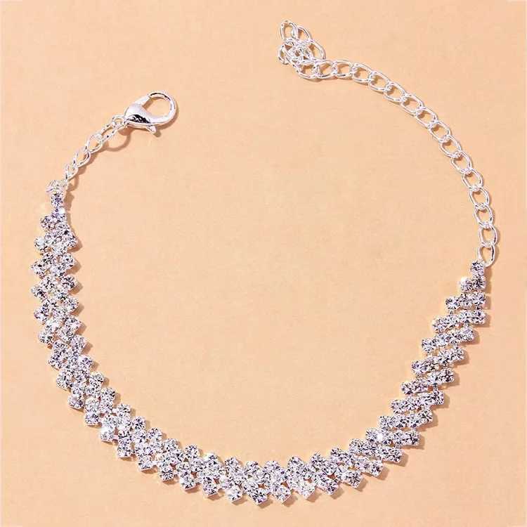 New Shining Cubic Zirconia Chain Anklet For Women Fashion Silver Color Ankle Bracelet Barefoot Sandals Foot Jewelry Y240920