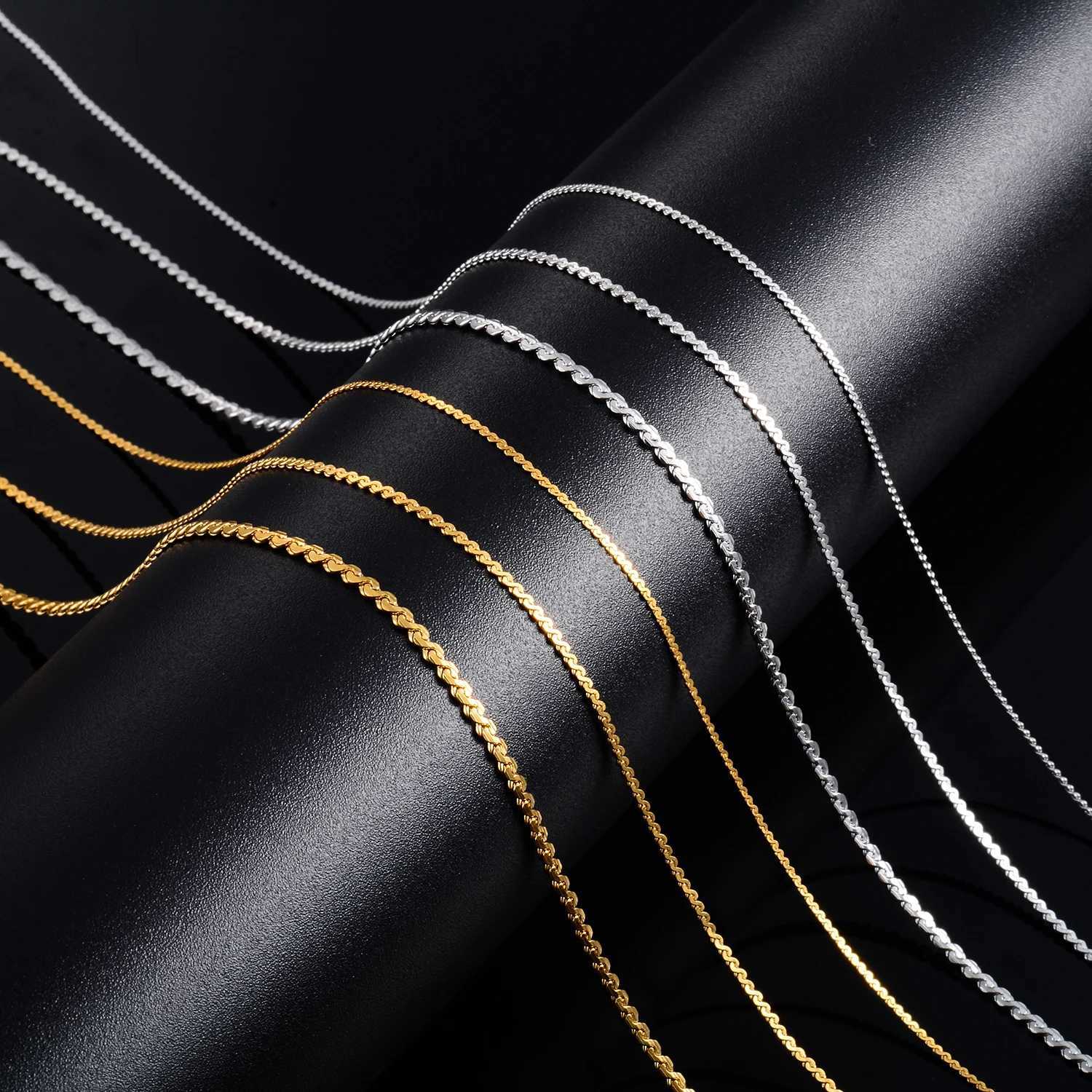 0.8mm/1.1mm/1.5mm Stainless Steel S Basic Thin Chain Gold/Sliver Color Necklace for Men Women Fashion Jewelry Brithday GiftX240919