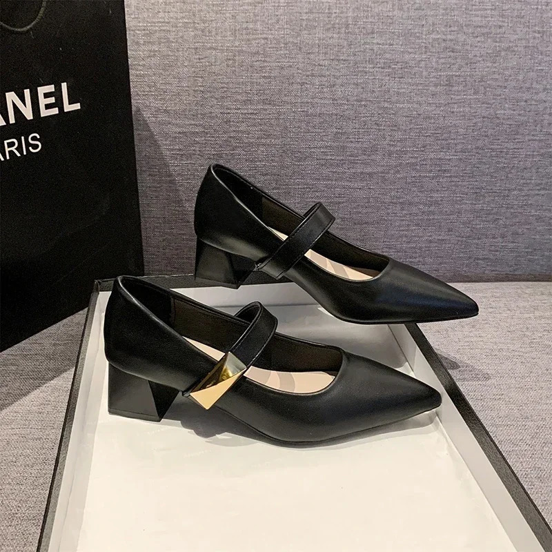 Solid Square Toe Womens Rubber Pump 2024 Summer Med Heel Womens Shoes Casual Shallow Square Sole Pump Zapatos 240919