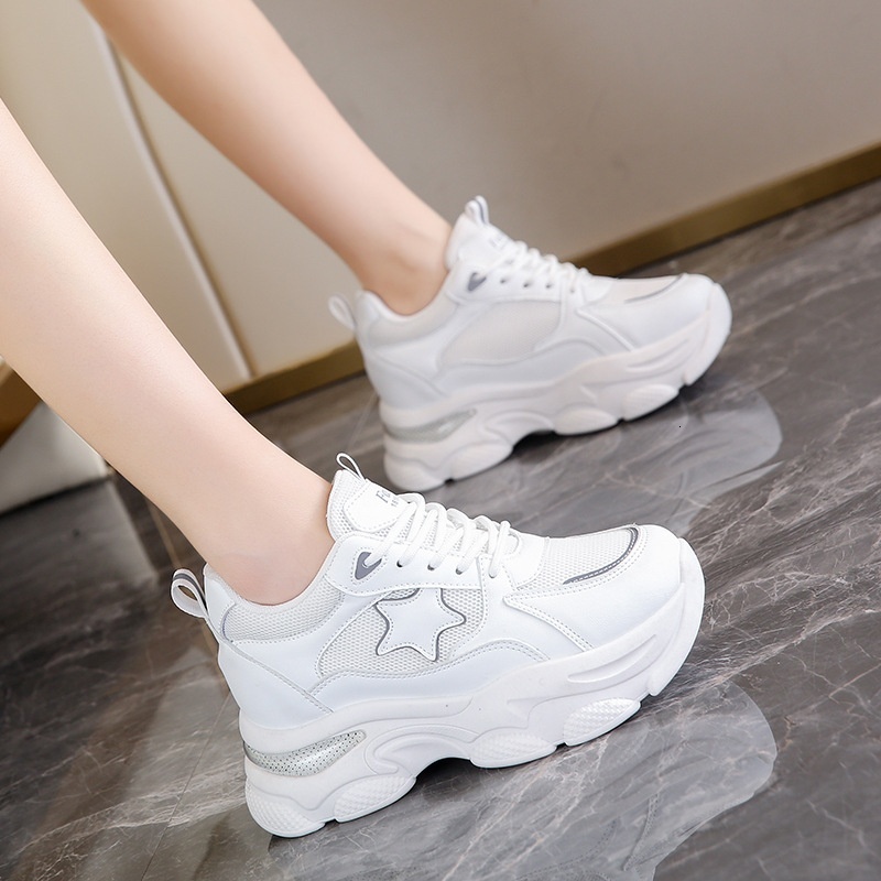 Dad's for women 2023 new spring and autumn season thick soled versatile sports shoes, casual interior height increasing double mesh breathable wh
