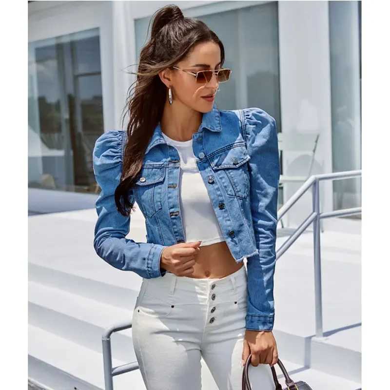 Woman Denim Jacket Autumn Blue Cowgirl Pockets Casual Streetweer Fashion Office Ladies Short Winter Jacket Women Coats FemaleX240920