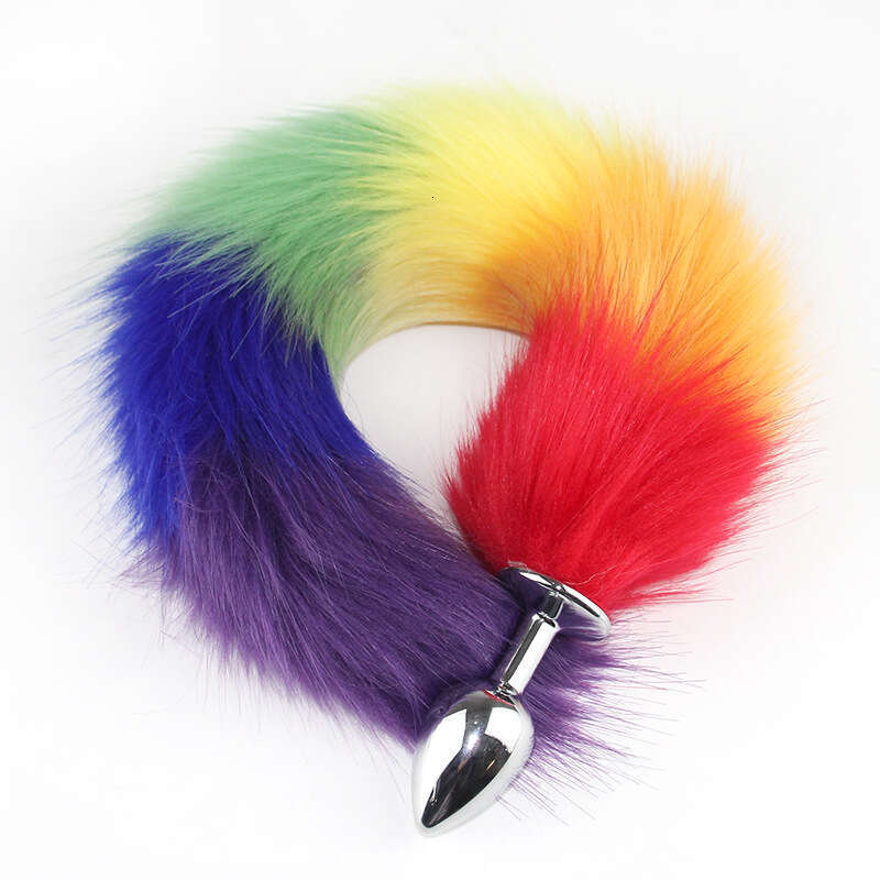 Sex toys SM props Metal backcourt anal plug Colorful tail anal plug Female slave training Alternative adult products