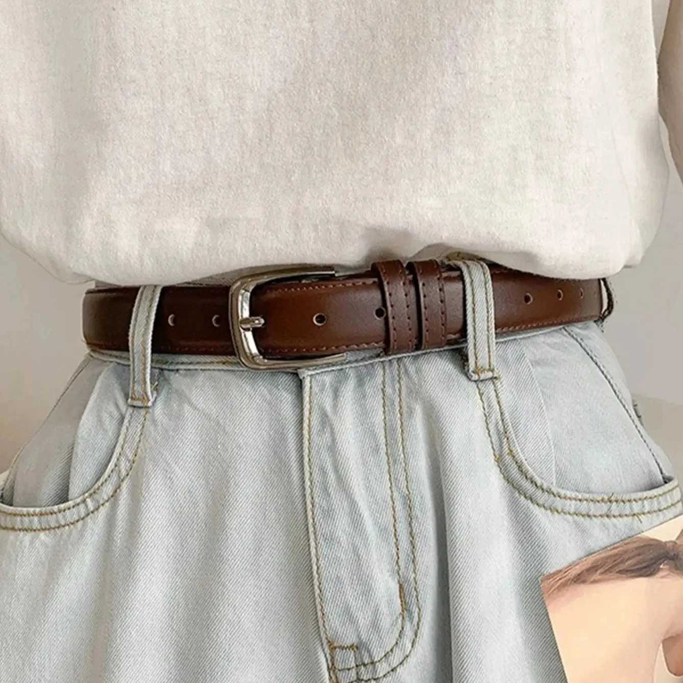 1 piece of womens belt fashion simple version belt authentic high-end trend soft belt paired with Western style Trouser jeans womens belt W240920