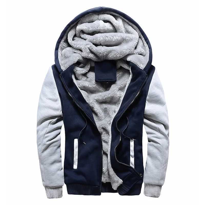 Mens Winter Camo Jacket Coat Fashion Wool Thickened Hoodie Brushed Long Sleeve Casual Street Wear Zipper Splice Coat M240919