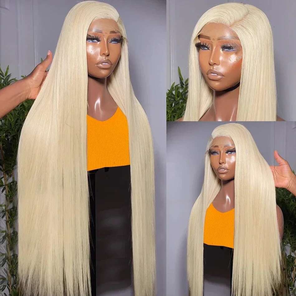 40 42 Inch 613 Honey Blonde Straight Transparent Front Wig 13x4 Lace Frontal Colored Human Hair Wigs For Women On Sale