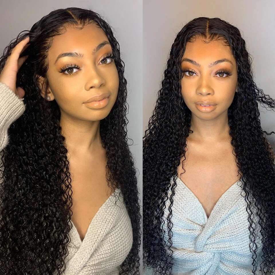 HairUGo 13*4 13x4 Jerry Front For Women Non-Remy Brazilian Curly Lace Wigs Human Hair