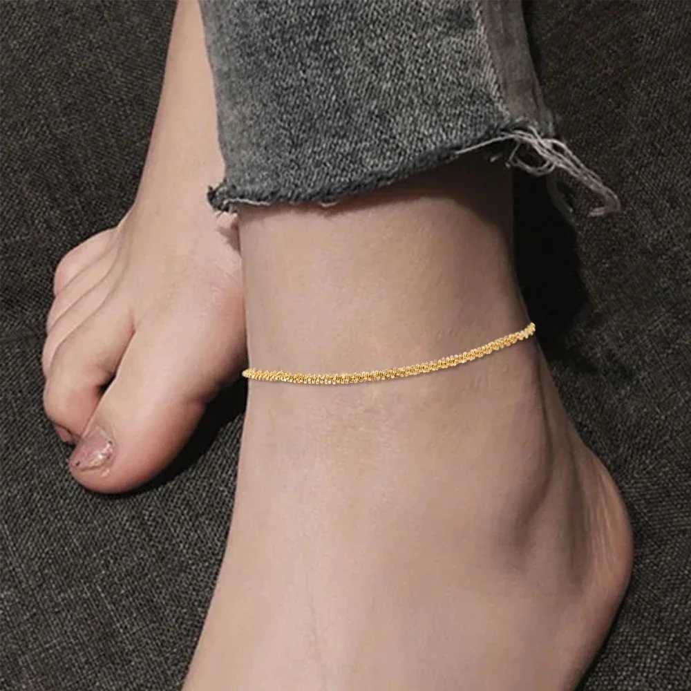 Starry Cauliflower Chain Anklet Long Bracelet Bling Accessories Gold Color 316L Stainless Steel Never Fade Chains on Foot Y240920