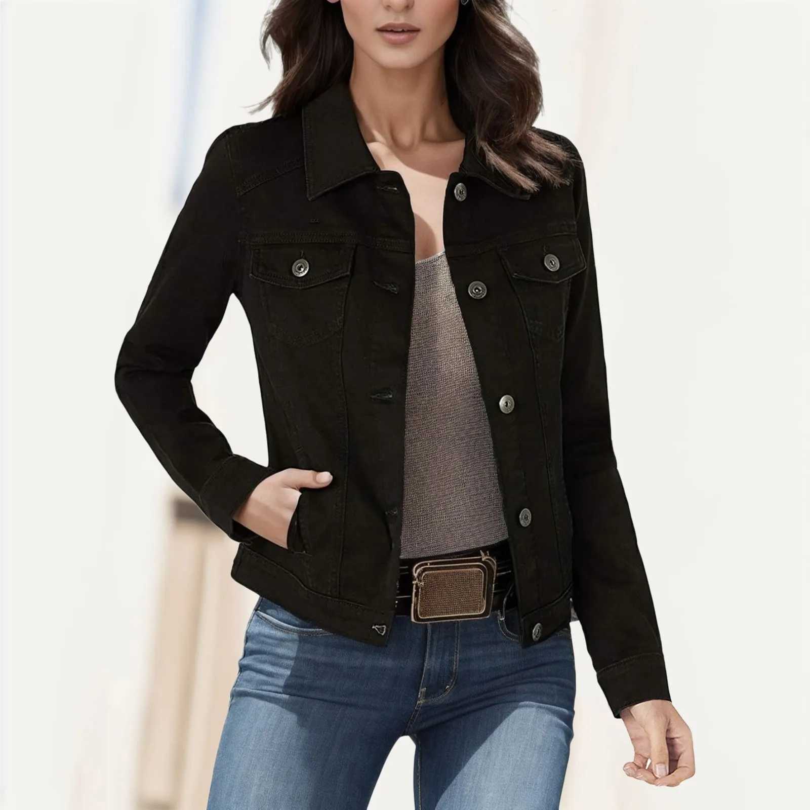 New Outerwear Coat Woman Plus Size Denim Jacket Slim Fit Jacket WomenS Bomber Jacket Chaquetas Korean Winter Outer Veste FemmeX240920