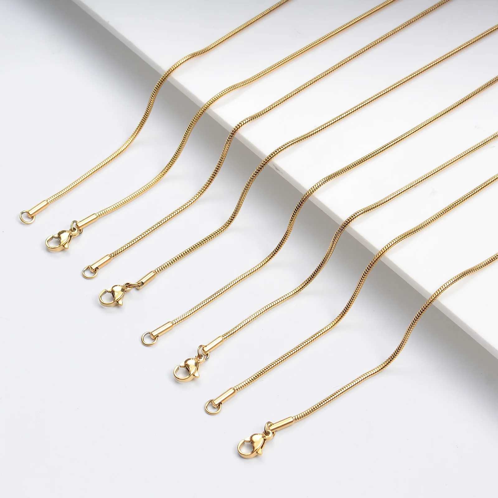 45/50/55/60cm Classic Gold Color Stainless Steel Snake Chain Necklace For Women Jewelry Birthday Daily Party AccessoriesX240919
