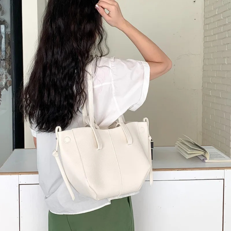 Soft Leather PU Tote Bags Women Korean Fashion Casual Shoulder Bag Large Capacity Handbags Female Commuting To Work Bag 240918