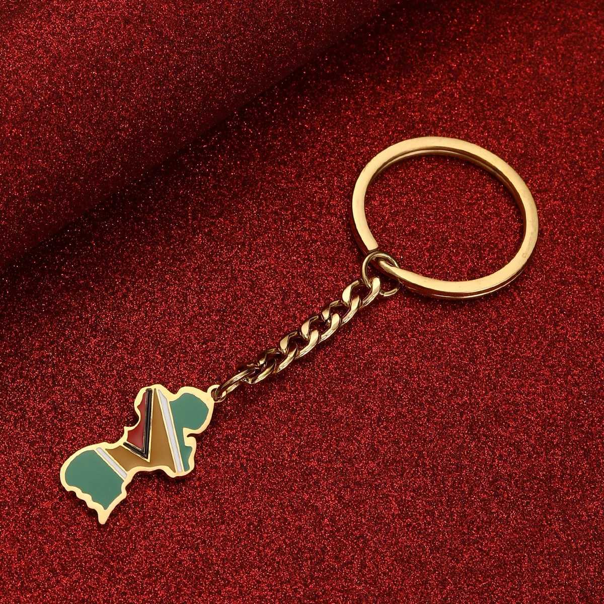 Stainless Steel Guyana Map Flag Keychain Women Girls Guayana Jewelry Republic of GuyanaX240919