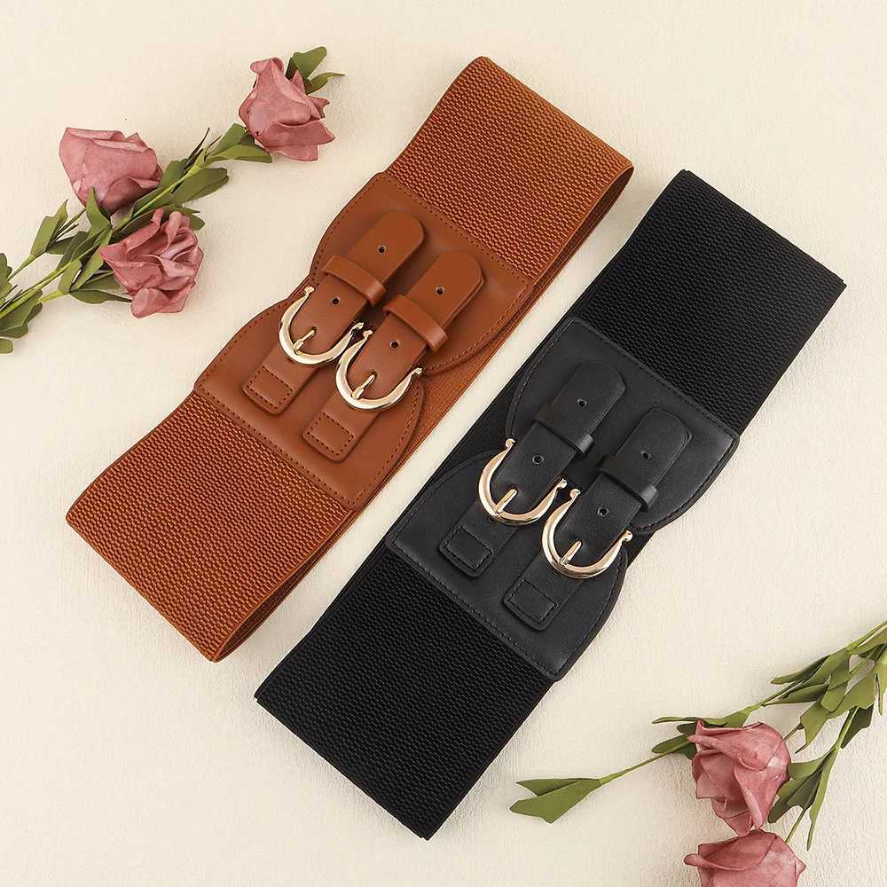 Sexy retro pin buckle waist seal elastic wide waistband for womens fashion accessories W240920