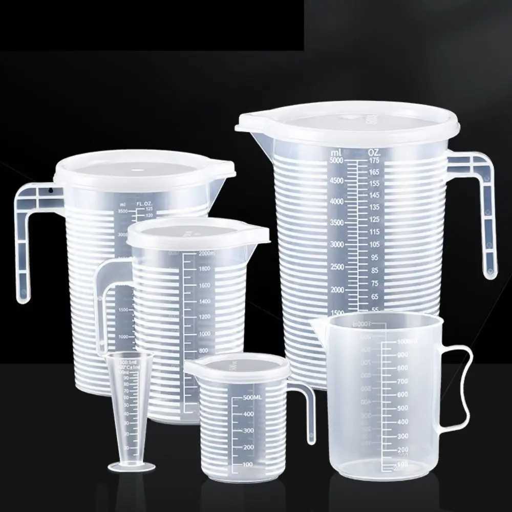 1 transparent grading measuring cup scale plastic transparent mixing cup large capacity with lid laboratory Bickel kitchen baking X2409201