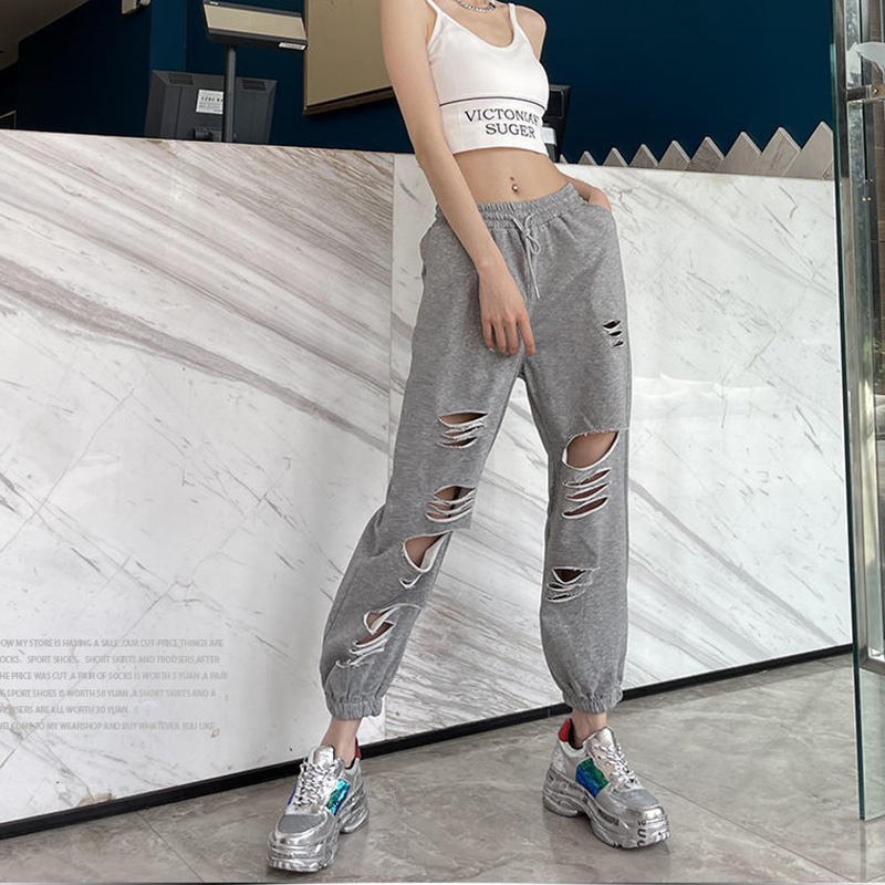 2026 MEXZT Fashion Hole Streetwear Women Harem Summer Haruku Hollow Out High Waist Elastic Sweatpants Casual Korean Y k Pants