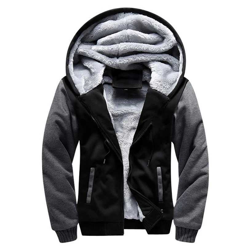 Mens Winter Camo Jacket Coat Fashion Wool Thickened Hoodie Brushed Long Sleeve Casual Street Wear Zipper Splice Coat M240919
