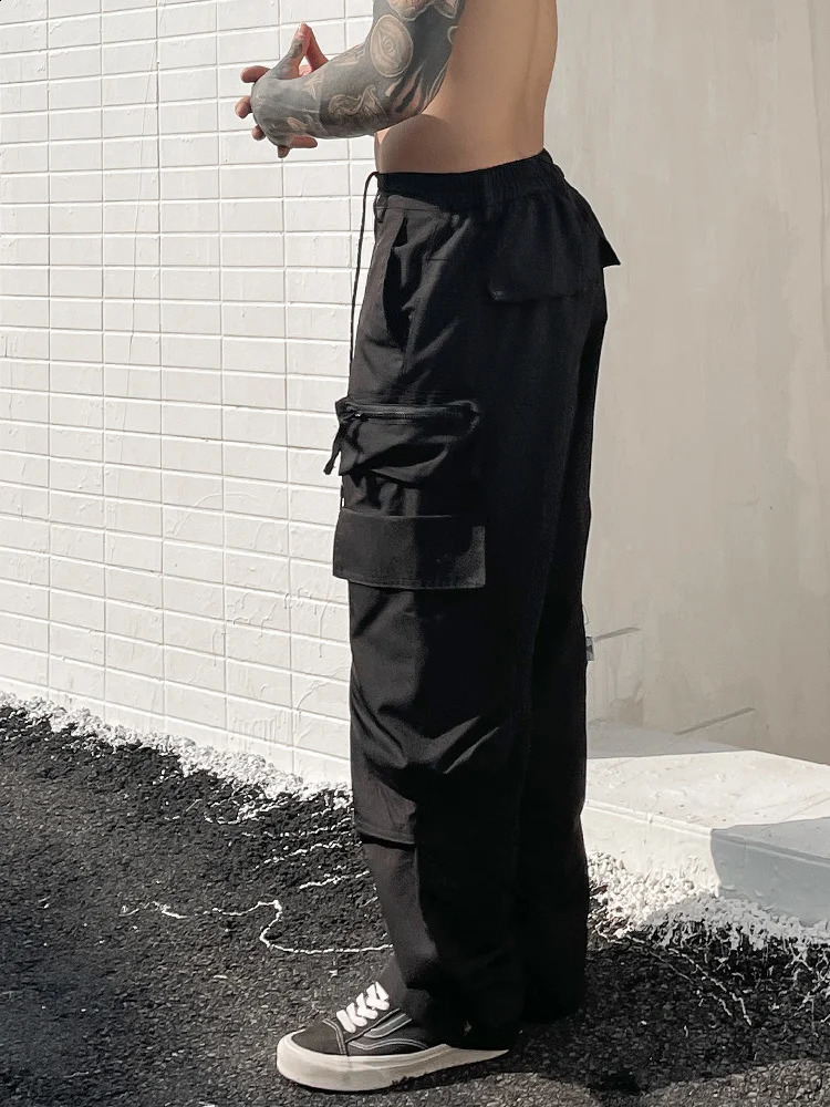 Tint ERA pocket black cargo pants mens American streetwear oversized khaki cargo mens loose casual hip-hop workwear 240920