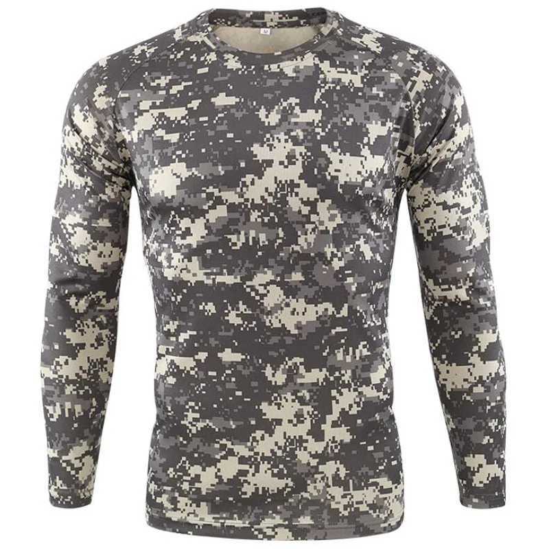 Camouflage T Shirt Men Breathable Quick Dry Long Sleeve T-shirt Mens Outdoor Sports Trip Tactical Training Hunting Tops TshirtsX240919