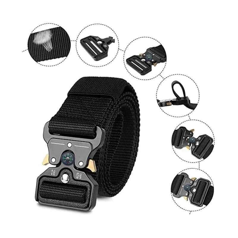 Real tactical belt quick release outdoor military belt soft real nylon sports accessories mens and womens black belts plus size W240920
