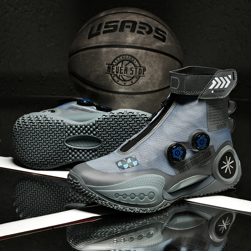 2024 New men's outdoor sports shoes, knitted breathable high top basketball shoes, casual sports shoes, wear-resistant and trend