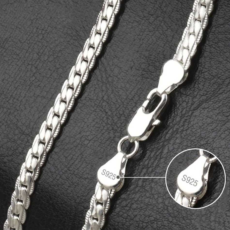 KCRLP 925 Sterling Silver 6mm Side Chain 8/18/20/22/24 Inch Necklace For Woman Men Fashion Wedding Engagement Jewelry GiftX240919