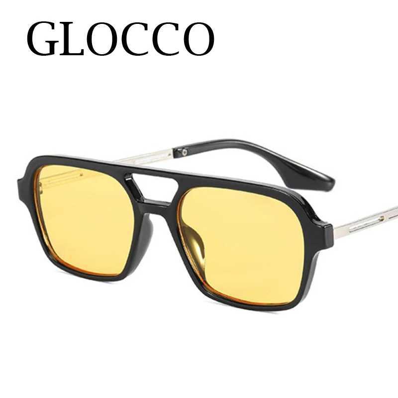 Vintage Small Frame Square Sunglasses Women Men Fashion Luxury Brand Double Bridge Sun Glasses For Female Leopard Blue EyewearX240920