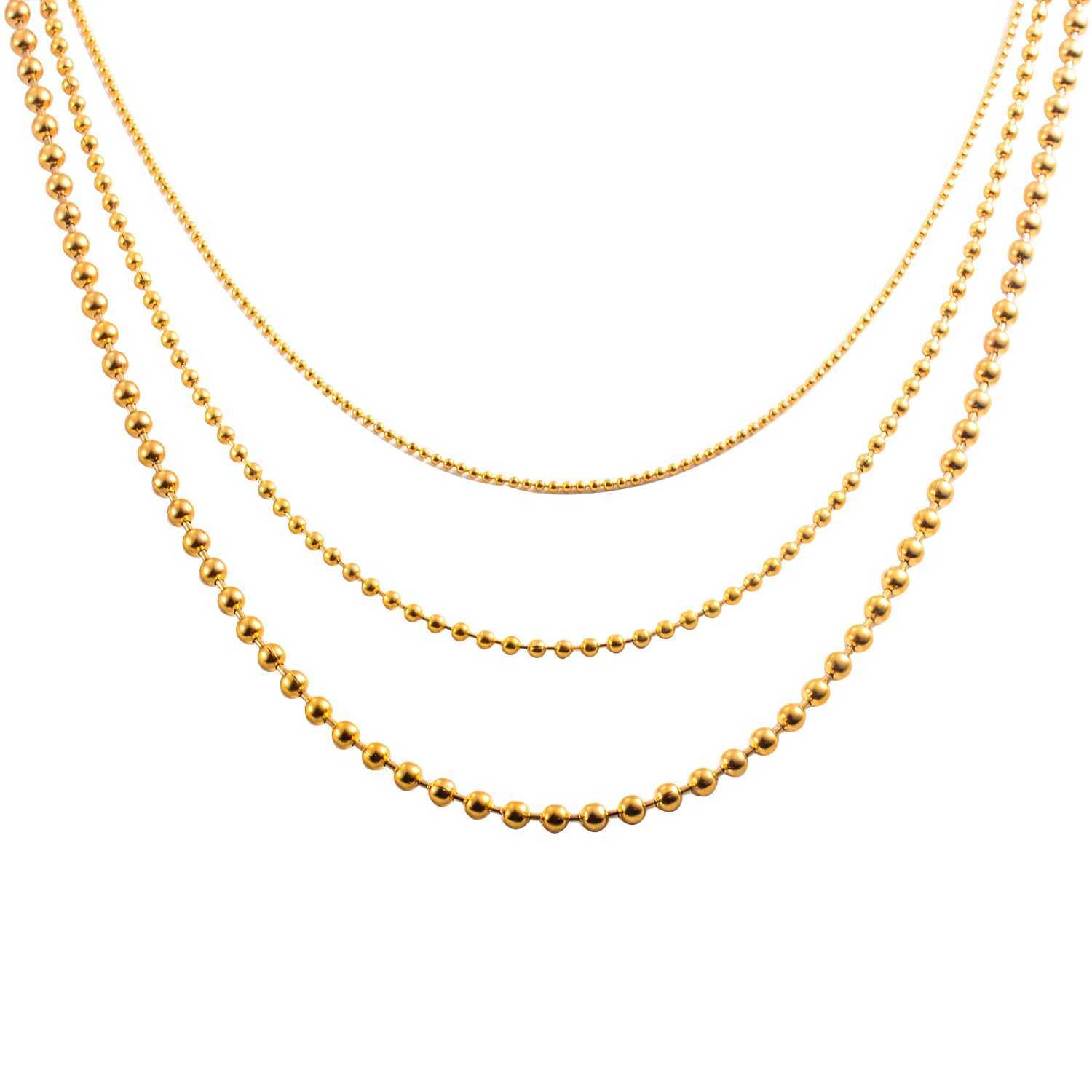 Wolesale Stainless Steel Round Bead Ball Chain Necklace Gold Color Matching Adjustable Pull Connector For Women Men JewelryX240919