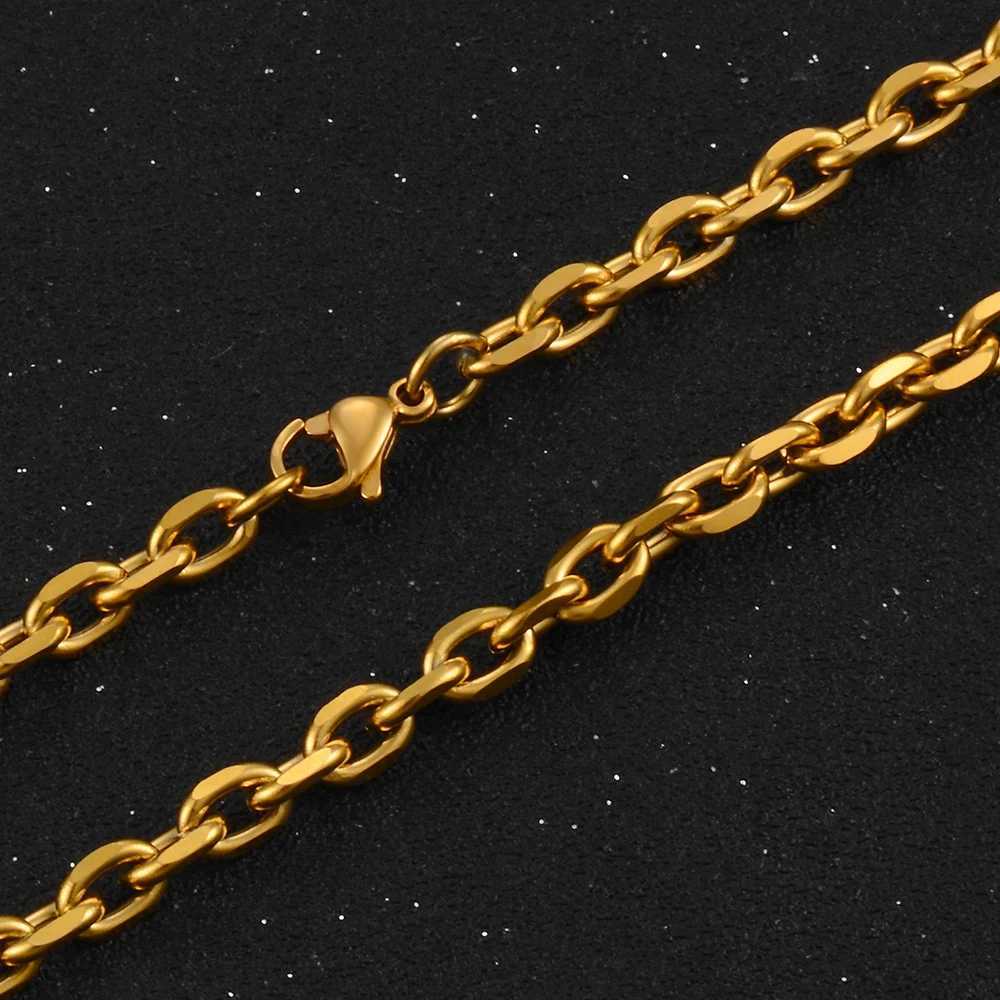 Width 1.6mm/2.4mm/3mm/4mm/5mm Stainless Steel Rolo Chain In Gold Color High Quality Charm Pendant Link Necklace WholesaleX240919