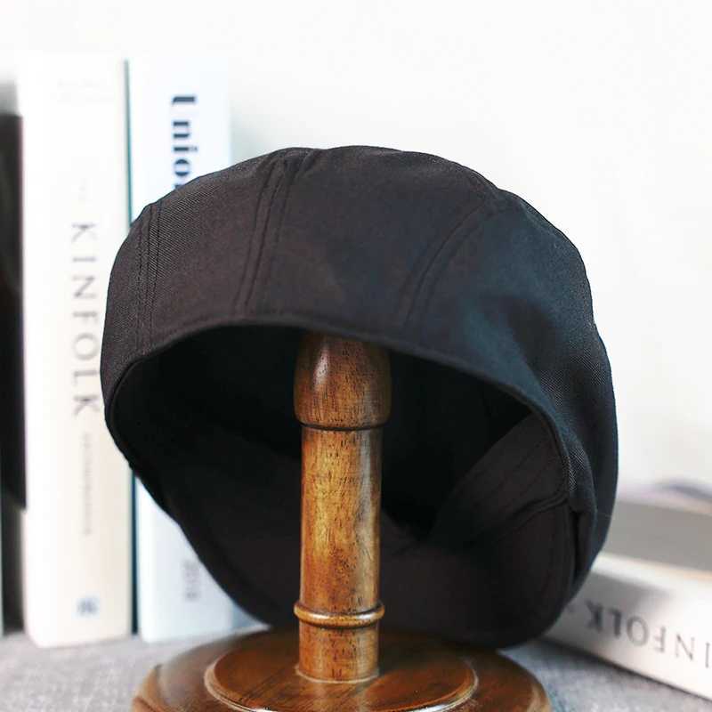 Spring Summer Linen Newsboy Cap New Solid Black Breathable Beret Mens Womens Literary Retro Hat England Hats Male Hats A-602X240919