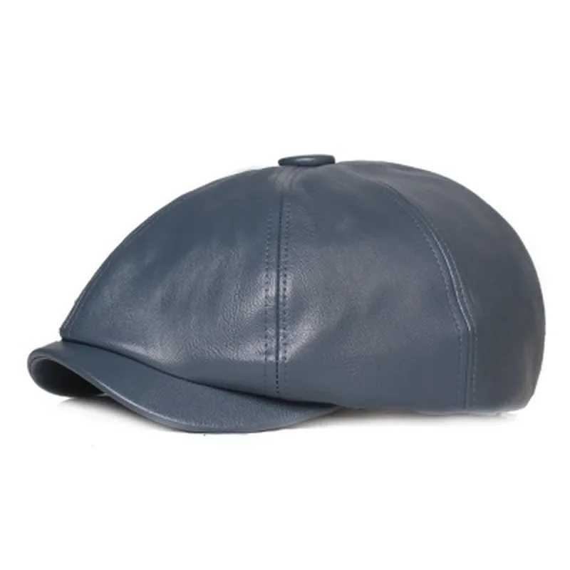 PU Leather Women Hat 2023 New Fashion Street French Artist Warm Beanie Cap Autumn Winter Retro Solid Color Black BeretX240919