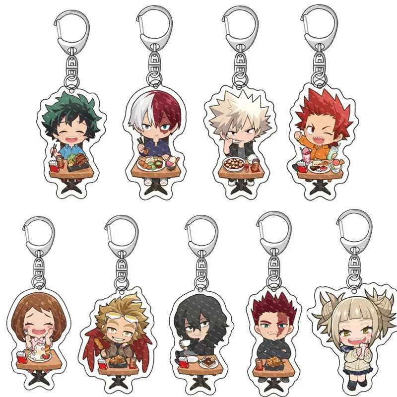 Fashion Anime My Hero School Keychain Cartoon Character Midoriya Izuku Deku OCHACO Acrylic Key Chain Fans Collection Jewlry GiftX240919