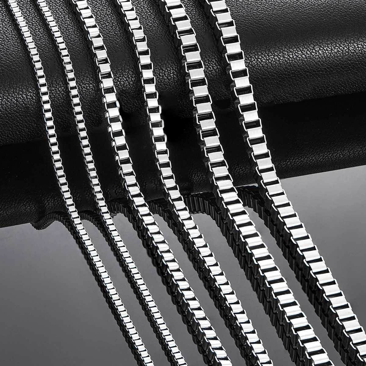 Hip Hop 2mm/3mm/4mm Thickness Box Link Chain Stainless Steel Classical Punk Style Necklace for Men Women Jewelry 14 to 40 InchesX240919