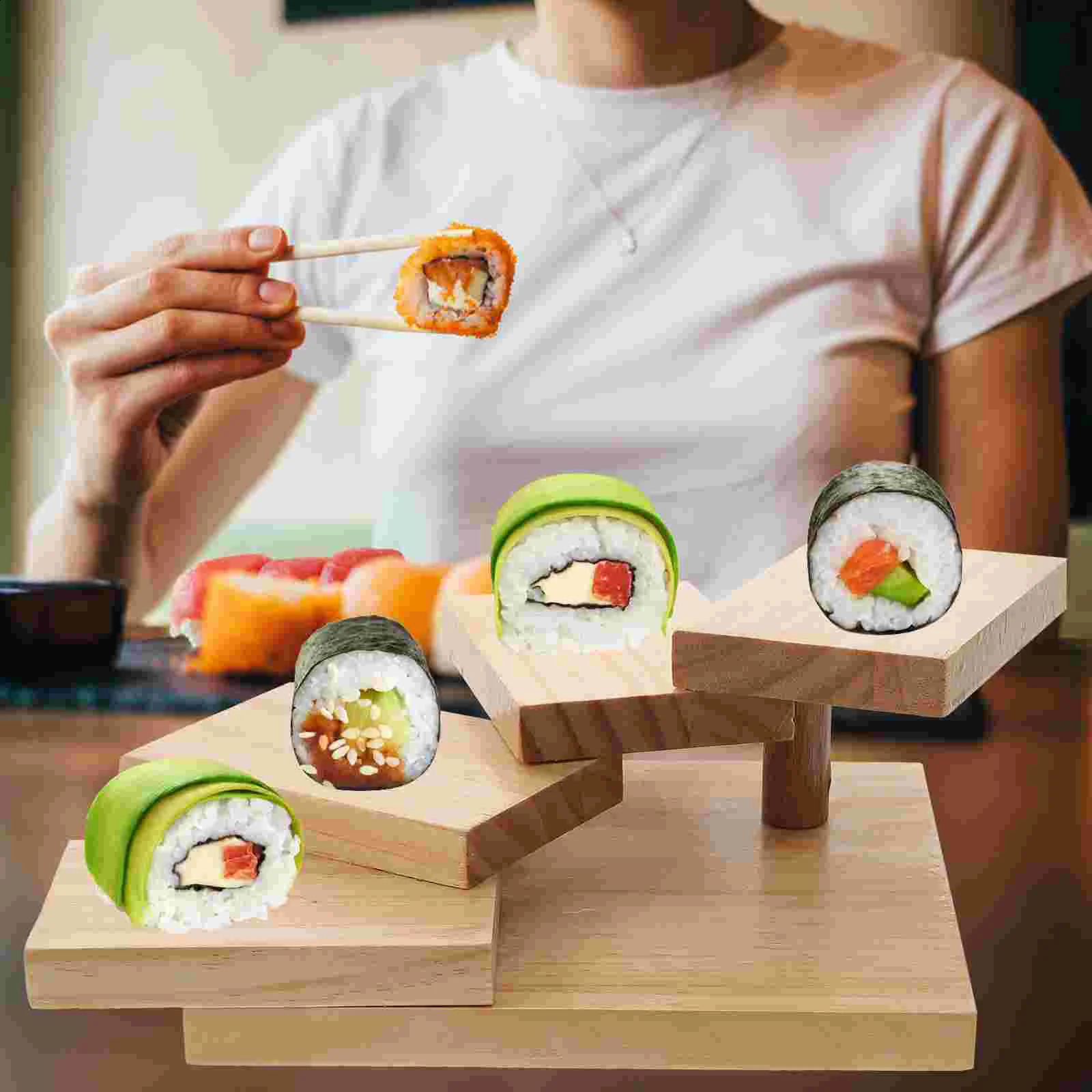 Rotating staircase decoration exquisite board wooden tray tableware food accessories sushi bridge boat 240911