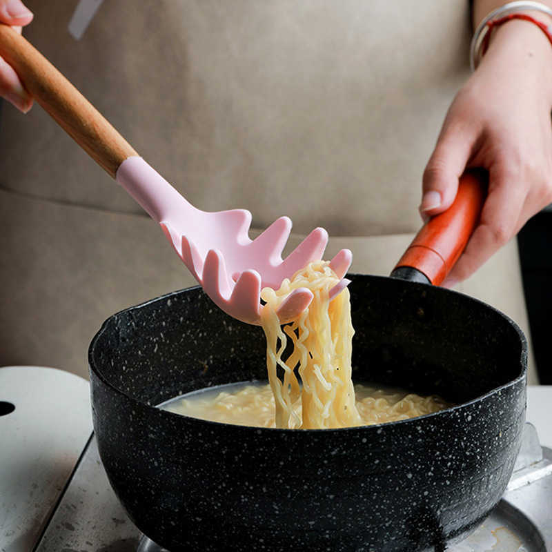 12-Piece Silicone Kitchen Utensil Set with Wooden Handles - Non-Stick, Heat-Resistant, Cooking Baking Tools for Pots and Pans dh911125171