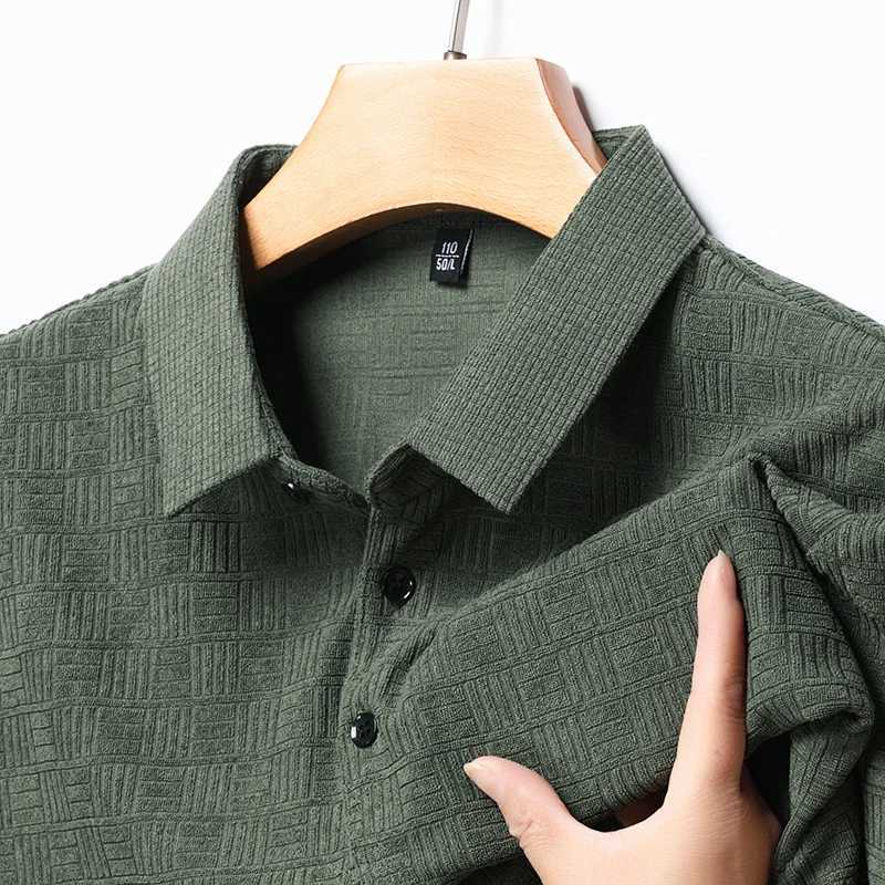 Luxury Quality Mens 2024 Summer New Cotton And Hemp Short Sleeved Polo Shirt Business Casual Checkered Lapel T-shirt Mens WearX240920