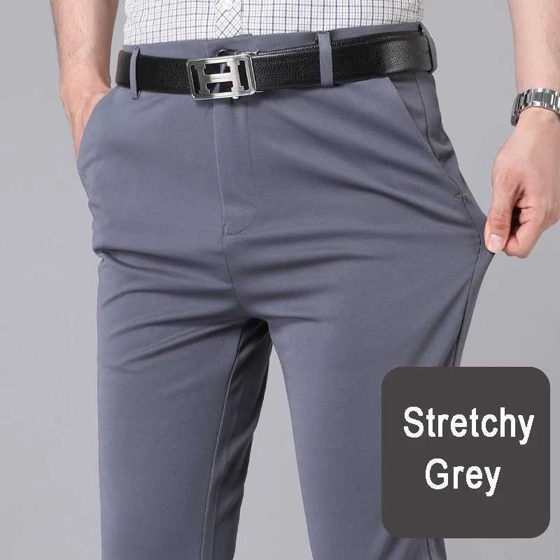 Mens smart casual pants stretch sports mens fast drying Trouser Spring and Autumn full length straight office black navy work pants W240919