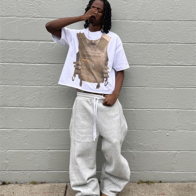 American Retro Striped Knitted Pants Men Y2k Street Harajuku Trendy Oversized Trousers Loose Casual Wide Leg Pant y240919