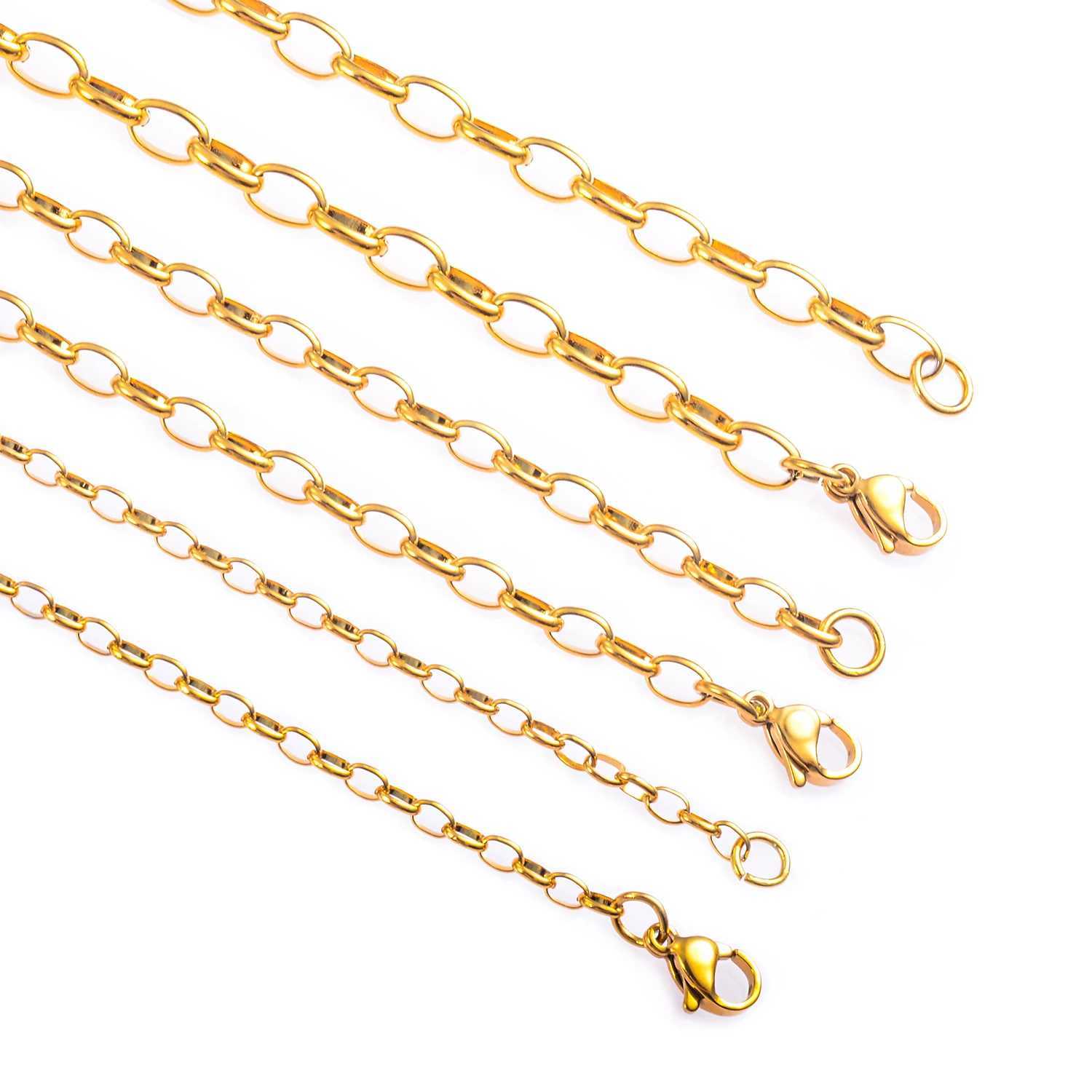 Stainless Steel Oval Unique Choker O Link Chain Long Necklace Gold Color Hip Hop For Women Mens Jewelry Gift Can Be CustomizedX240919