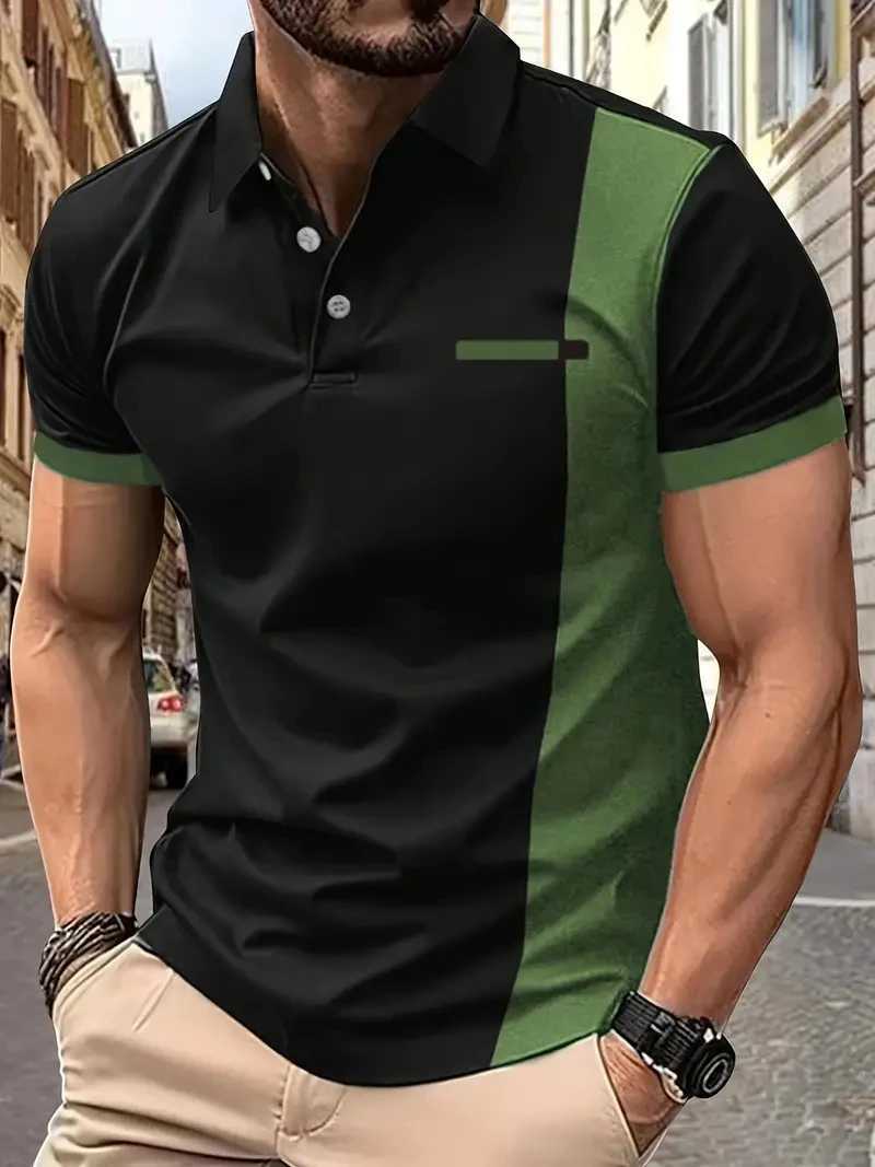 Summer Fashion Striped Polo T-Shirt Casual Mens Shirt Breathable Golf Oversized Short Sleeved Sports Top Trend StreetwearX240920