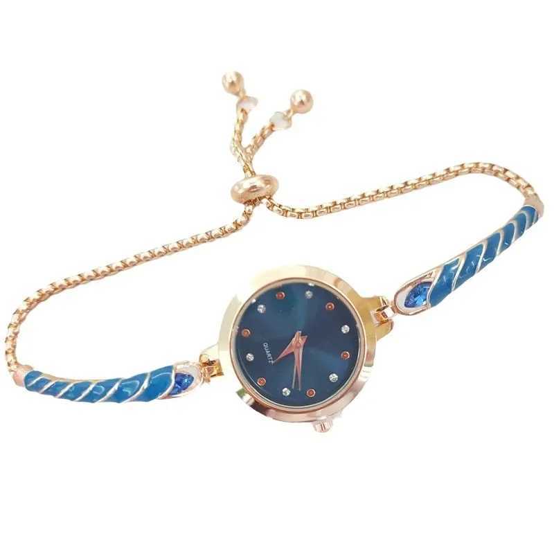 New Watch for Women Fashionable Colorful Drill Thin Band Drill Round Women Watch Adjustable PU Bracelet Watch Relojes Para MujerX240920