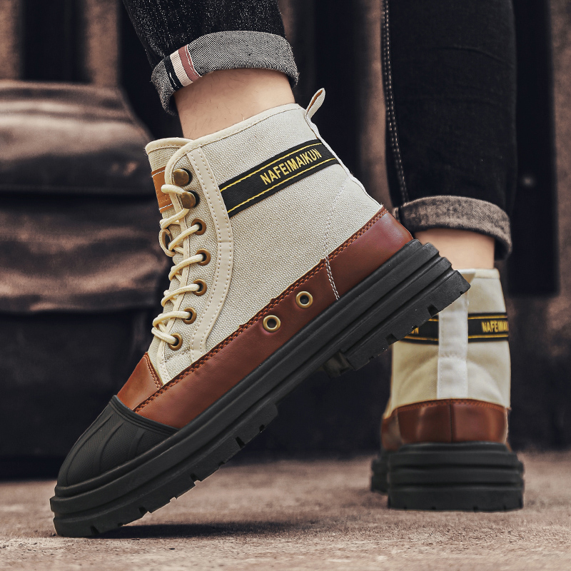 2025 new canvas New shoes Men's high top labor protection wear resistant Martin Breathable site outdoor work boots 8979