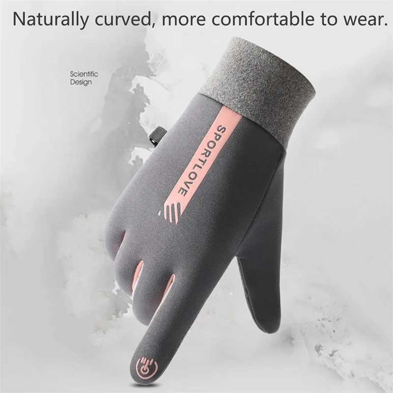 Sports Gloves Winter gloves for womens bicycles hot Fce cold resistant windproof warm outdoor running skiing gloves H240920