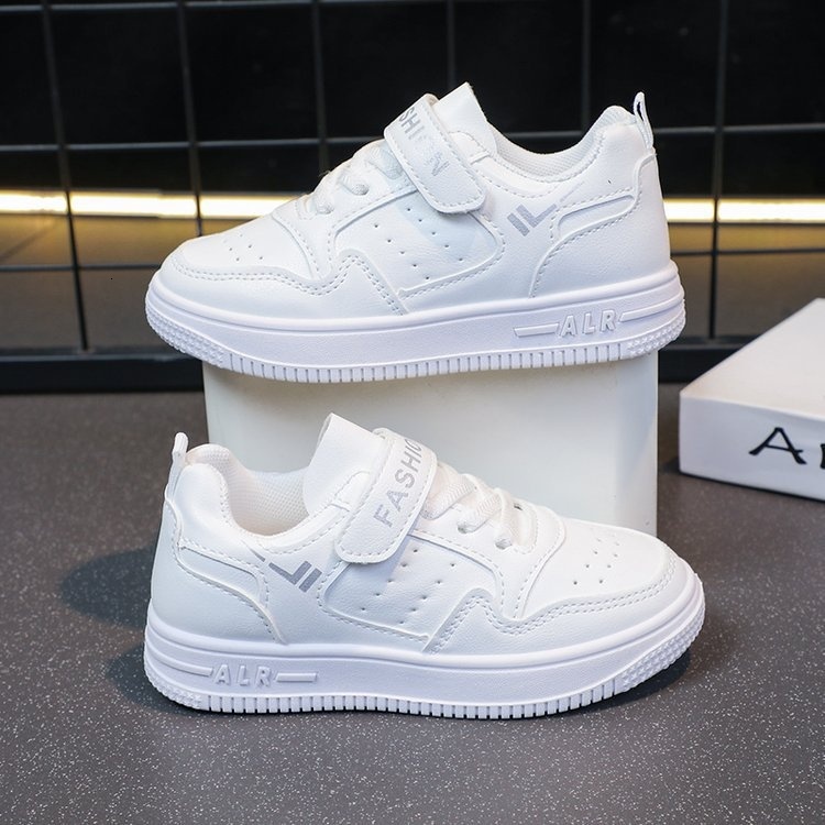 Children's Little White Girls' Flat Casual Sports Boys' Mesh Breathable Running Shoes, Board Shoes