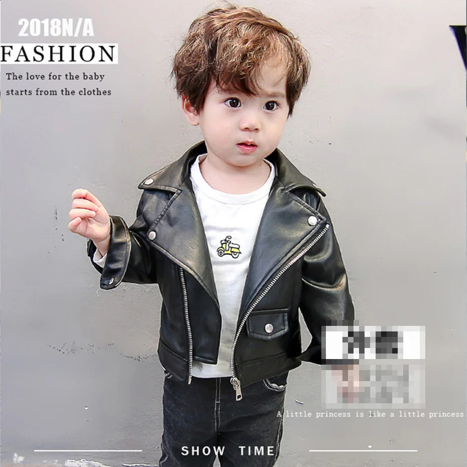 Boys leather jacket solid color boys jacket childrens casual style childrens jacket spring and autumn boys clothing 240918