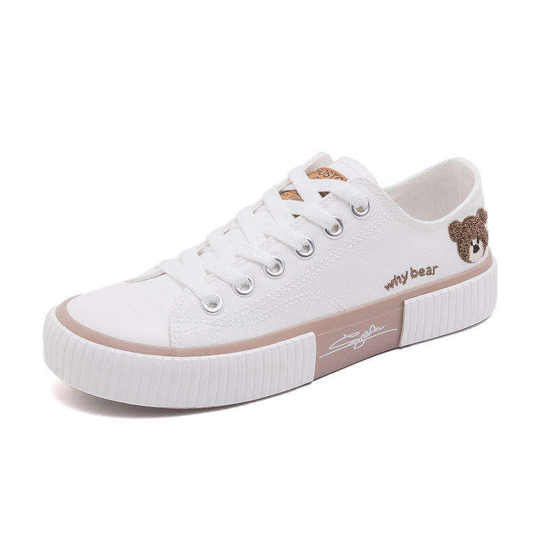Canvas New Bear Female 2023 Spring New Vulcanized Sneakers Korean Students White Lace-up Shoes Tide f7c4