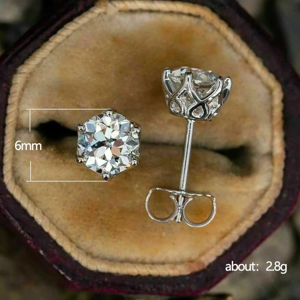 100% 925 sterling silver 0.5-1 carat D-color Moir stud earrings suitable for womens high-quality sparkling wedding jewelry W240919