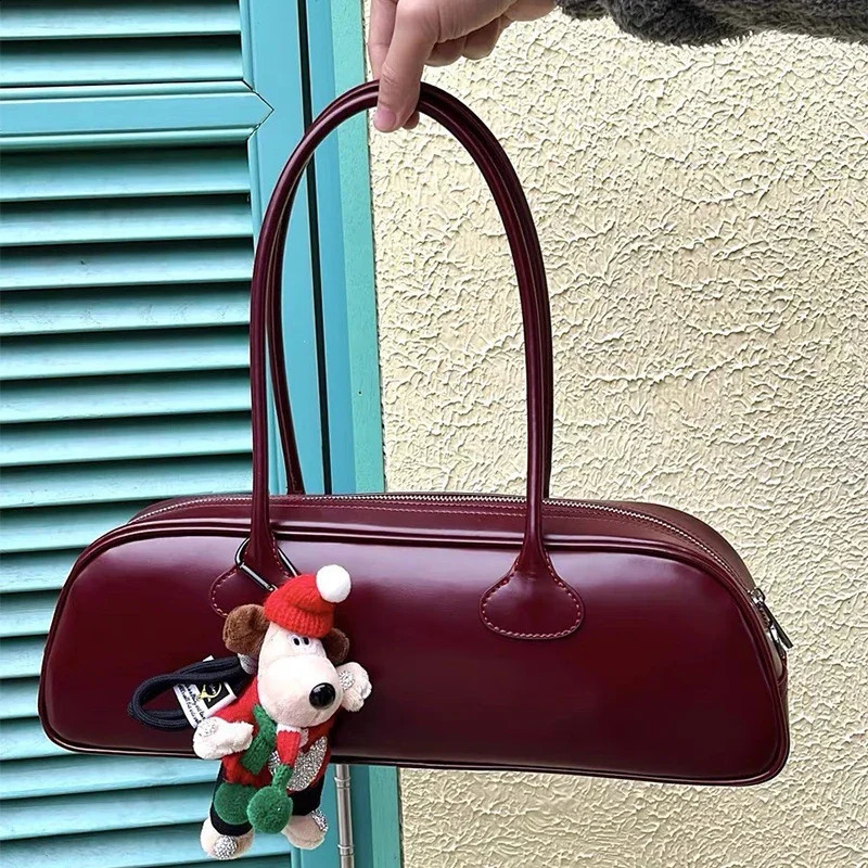 Fashionable solid color trendy handbag classic large capacity Communicating Versatile Retro Street shoulder bag womens PU underwear bag 240918